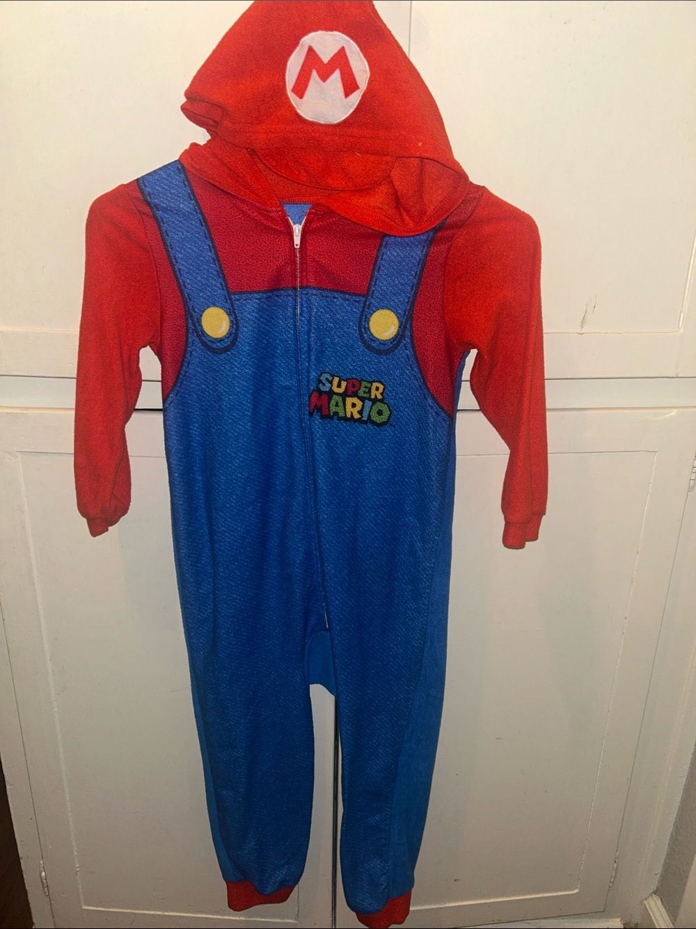 Nintendo Super Mario Red & Blue Hooded Overalls Costume